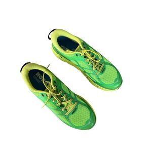 Hoka Green and Yellow Athletic Shoes